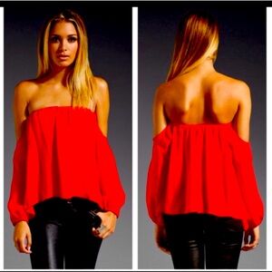 Boulee RED off shoulder top